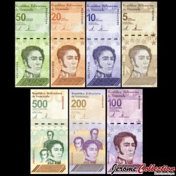 VENEZUELA - SET / LOT de 7 Billets de 5 10 20 50 100 200 500 Bolivares Digital - 2021 / 2025 – P115 116 117 118 119 120