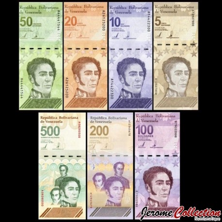 VENEZUELA - SET / LOT de 7 Billets de 5 10 20 50 100 200 500 Bolivares Digital - 2021 / 2025 – P115 116 117 118 119 120
