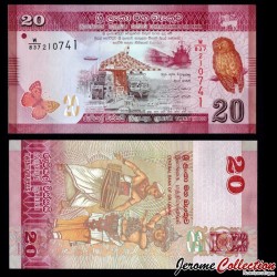 SRI LANKA - Billet de 20 Roupies - Chouette effraie- 18.11.2024 – P123j – JeromeCollection