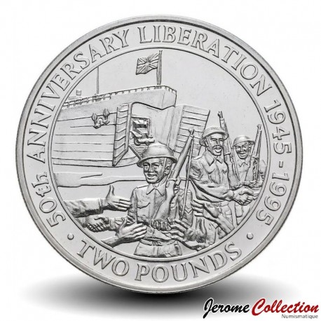 GUERNESEY (île de) - PIECE de 2 Pounds - 50e anniversaire de la libération des îles Anglo-Normandes - 1995 – Km61 –