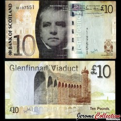 ECOSSE / BANK OF SCOTLAND - Billet de 10 Pounds - Sir Walter Scott / Le viaduc de Glenfinnan - 2007 – P125a –