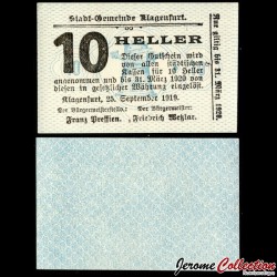 AUTRICHE - Billet de 10 Heller - Ville de Klagenfurt - 1919 – N237806 – JeromeCollection