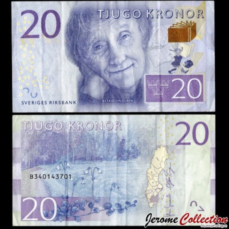 SUEDE - Billet de 20 Couronnes - Astrid Lindgren - 2014 – P69a – JeromeCollection