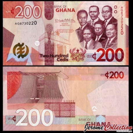 GHANA - Billet de 200 Cedis - Les portraits des Big Six - 04.03.2022 – P51b – JeromeCollection
