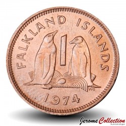 ILES MALOUINES / ILES FALKLAND - PIECE de 1 Penny - Couple de Manchot papou - 1974 – Km2 – JeromeCollection