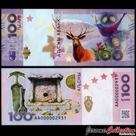 ABKHAZIE - Billet de 100 Aspars - Cerf élaphe du Caucase - 2024 – P3 – JeromeCollection