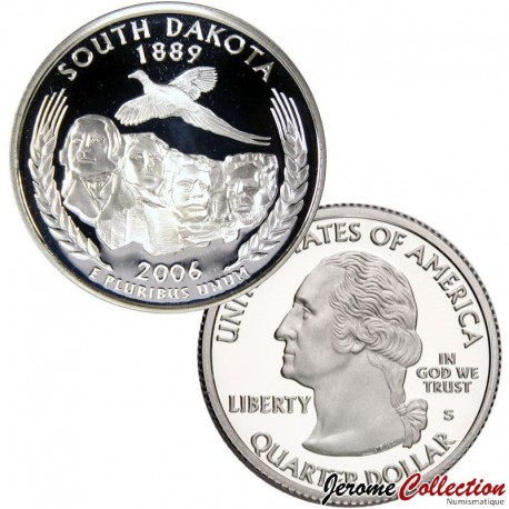 ETATS UNIS / USA - PIECE de 25 Cents (Quarter States) - Sud Dakota - 2006 - Belle Epreuve (BE) - S – Km386 –