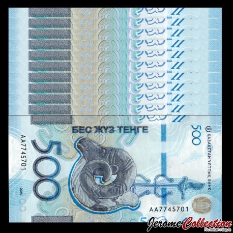 KAZAKHSTAN - Lot de 10 Billets de 500 Tenge - Argali transcaspien - 2025 – P51 x 10 – JeromeCollection