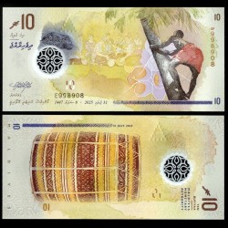 MALDIVES - Billet de 10 Rufiyaa - Groupe de musiciens (Avec symbole Rufiyaa) - 2025