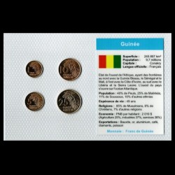 GUINEE - SET / LOT de 4 PIECES - 1 5 10 25 FRANCS - 1985 / 1987 en BLISTER