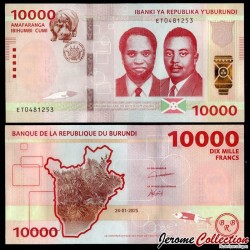 BURUNDI - Billet de 10000 Francs - Hippopotame du Nil / Prince Louis Rwagasore - 24.01.2025 – P59b – JeromeCollection