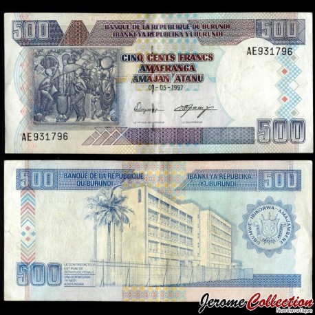 BURUNDI - Billet de 500 Francs - Monument aux victimes de la violence - 01.05.1997 – P38a – JeromeCollection