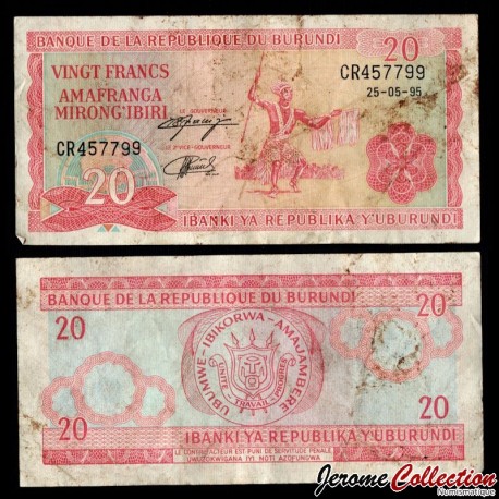 BURUNDI - Billet de 20 Francs - Danseuse - 25.5.1995