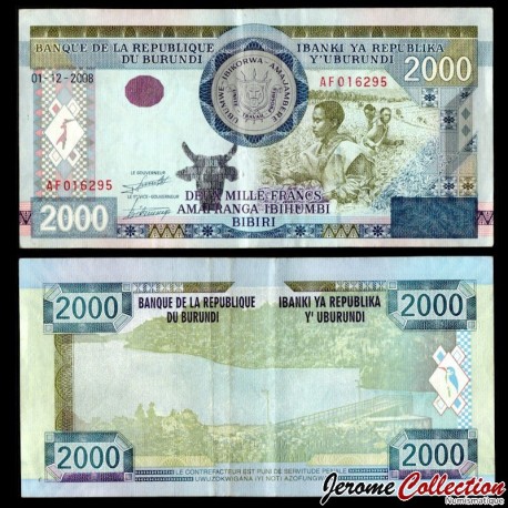 BURUNDI - Billet de 2000 Francs - Lac - 1.12.2008 – P47 – JeromeCollection