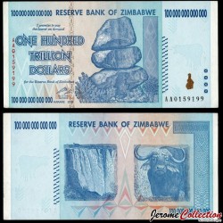 ZIMBABWE - Billet de 100 000 000 000 000 Dollars - 100 TRILLION - 2008 – P91 – JeromeCollection
