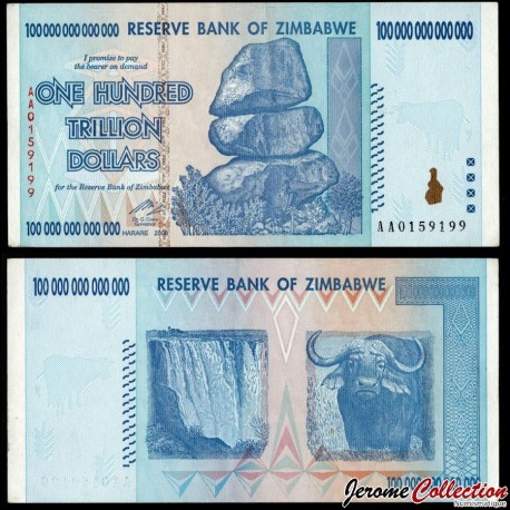 ZIMBABWE - Billet de 100 000 000 000 000 Dollars - 100 TRILLION - 2008 – P91 – JeromeCollection