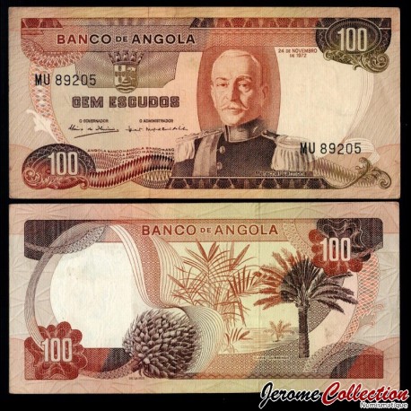 ANGOLA - Billet de 100 Escudos - Maréchal António Oscar de Fragoso Carmona - 24.11.1972 – P101 – JeromeCollection