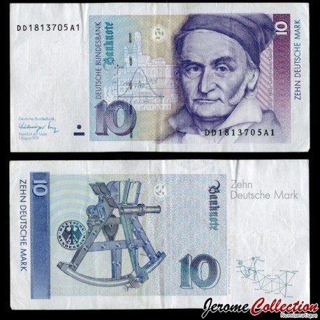 ALLEMAGNE DE L'OUEST / RFA - Billet de 10 Deutsche Mark - Carl Friedrich Gauß - 1.08.1991 – P38b – JeromeCollection