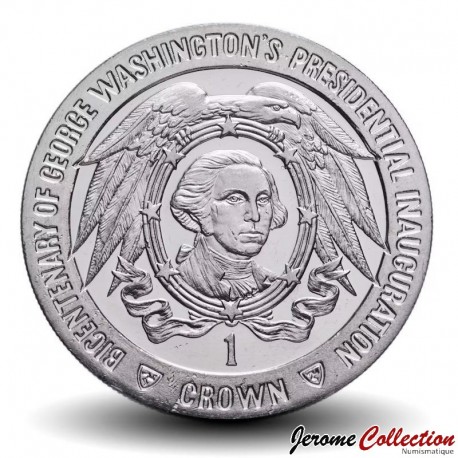 MAN (Ile de) - PIECE de 1 Couronne - Bicentenaire de l'investiture présidentielle de George Washington - 1989 – Km248 –