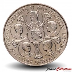COOK (Iles) - PIECE de 1 Dollar - 60° anniversaire de la reine Elizabeth II - 1986 – Km31 – JeromeCollection