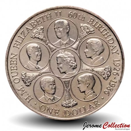 COOK (Iles) - PIECE de 1 Dollar - 60° anniversaire de la reine Elizabeth II - 1986 – Km31 – JeromeCollection