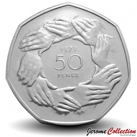 ROYAUME UNI - PIECE de 50 Pence - Adhésion du Royaume-Uni dans l'UE - 1973 – Km918 – JeromeCollection