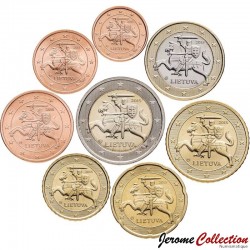 LITUANIE - SET / LOT de 8 PIECES de 1 2 5 10 20 50 Centimes - 1 2 Euros - 2015 – Km68 69 70 71 72 73 74 75 –