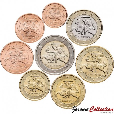 LITUANIE - SET / LOT de 8 PIECES de 1 2 5 10 20 50 Centimes - 1 2 Euros - 2015 – Km68 69 70 71 72 73 74 75 –