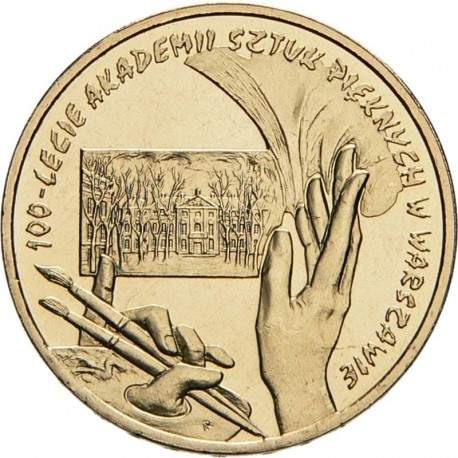 POLOGNE - PIECE de 2 ZLOTE - 100 ans de l'école des beaux arts de Varsovie -
