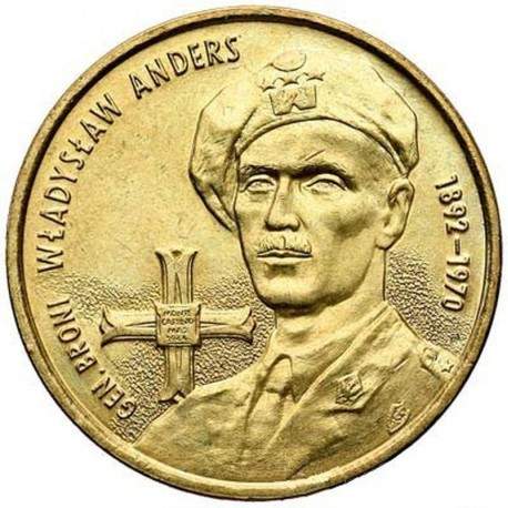 POLOGNE - PIECE de 2 ZLOTE - Général Wladyslaw Anders - 2002