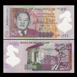 MAURICE - Billet de 25 Roupies - Sir Moilin Jean Ah-Chuen - Polymer - 2013