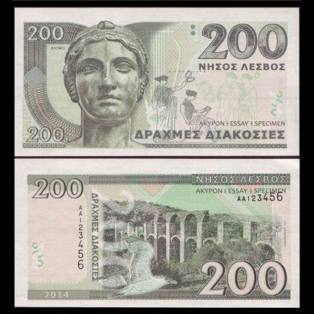 GRECE - Billet de 200 Drachmes - Sappho - 2014