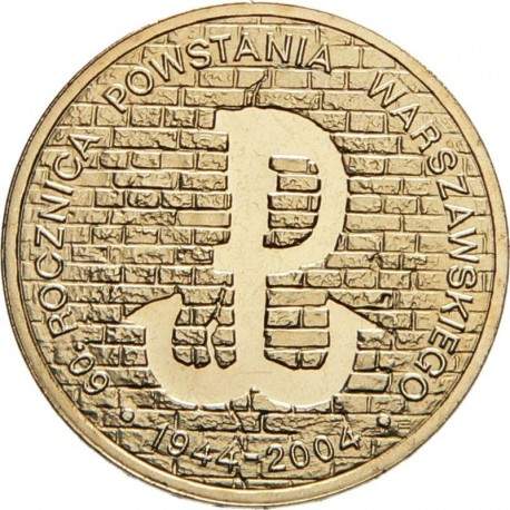 POLOGNE - PIECE de 2 ZLOTE - 60 ans du soulèvement de Varsovie - 2004