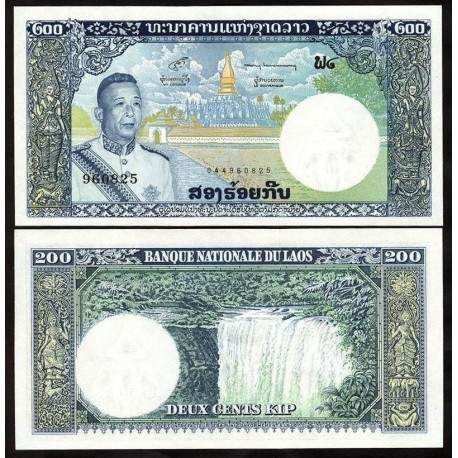 LAOS - Billet de 200 Kip - Roi Savang Vatthana - 1963