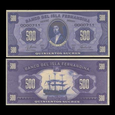 ISLA FERNANDINA - Billet de 500 Sucres - Ferdinand II d'Aragon - 2016