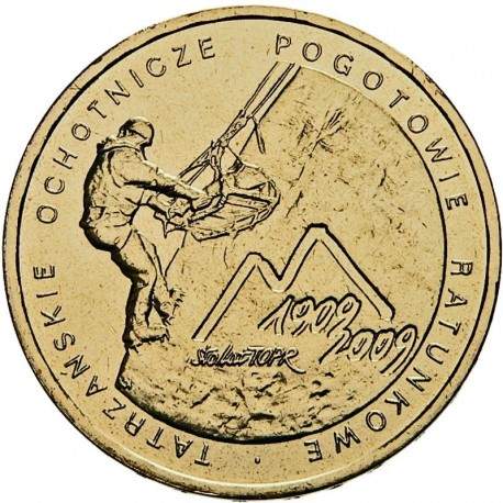 POLOGNE - PIECE de 2 ZLOTE - Service volontaire de sauvetage - 2009