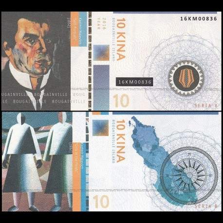 BOUGAINVILLE - Billet de 10 Kina - Série Peintres - Kazimir Malevich - 2016