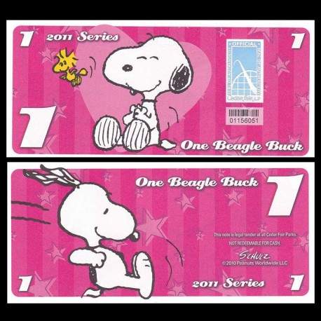 CEDAR FAIR- Billet de 1 Bargle Buck - 2011 - Snoopy & Woodstock
