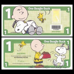 CEDAR FAIR- Billet de 1 Bargle Buck - 2013 - Snoopy & Charlie Brown