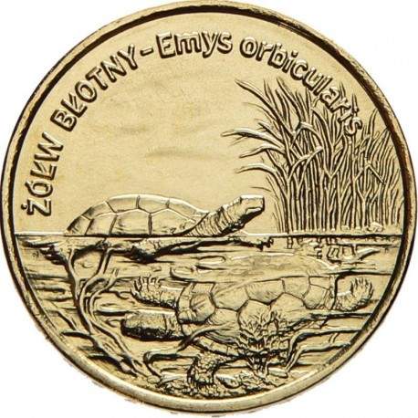 POLOGNE - PIECE de 2 ZLOTE - Le monde des animaux: Tortue d'étang - 2002
