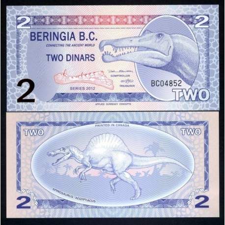 BERINGIA - Billet de 2 Dinars - Spinosaure - 2012