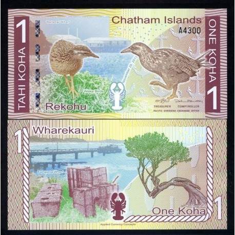 CHATHAM ISLAND / ILE CHATHAM - Billet de 1 Koha - Oiseau Râle wéka - 2013