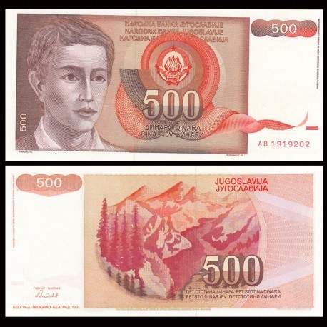 YOUGOSLAVIE - Billet de 500 Dinara - Montagnes - 1991
