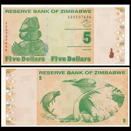 ZIMBABWE - Billet de 5 Dollars - 2009
