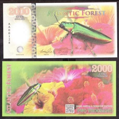 ATLANTIC FOREST - Billet de 2000 Aves - Buprestidae - 2016