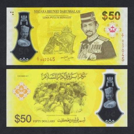 BRUNEI - Billet de 50 Ringgit - 50ème ans de l'accession au trône - Polymer -