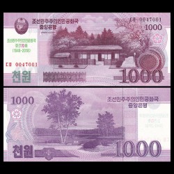 COREE DU NORD - Billet de 1000 Won - 70 ans de l'indépendance - 2018