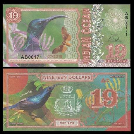 OCEAN INDIEN / INDIAN OCEAN - Billet de 19 DOLLARS - Souimanga pourpré - 2018