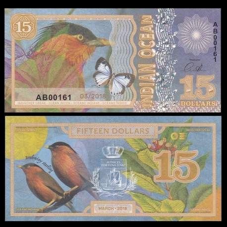 OCEAN INDIEN / INDIAN OCEAN - Billet de 15 DOLLARS - Étourneau des pagodes -