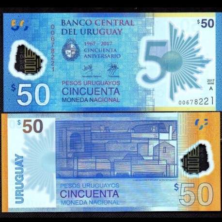 URUGUAY - Billet de 50 Pesos Uruguayos - 50 Ans de la banque centrale - 2018